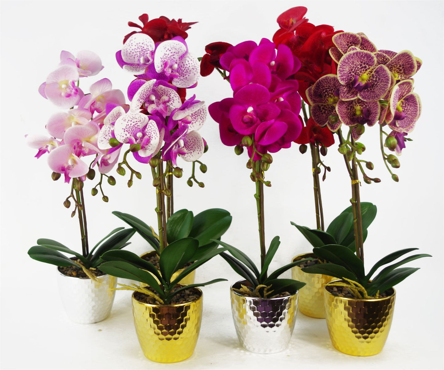 50cm Phalaenopsis Orchid Artificial Red Leopard Gold Pot