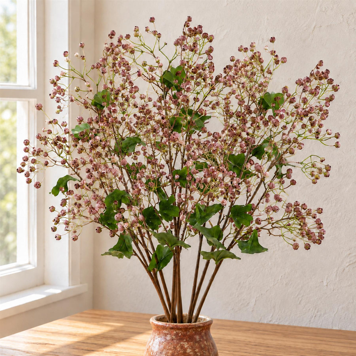 Pack of 6 x 86cm Artificial Dusky Pink Daphne Berry Sprays