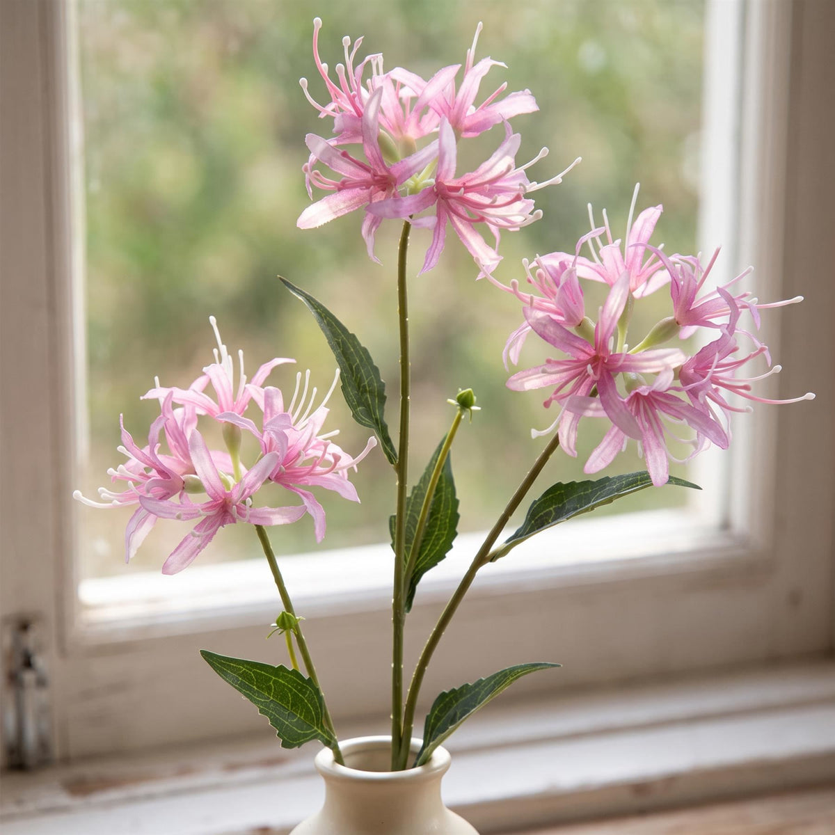 Pack of 6 x 72cm Artificial Pink Spider Lily Stems