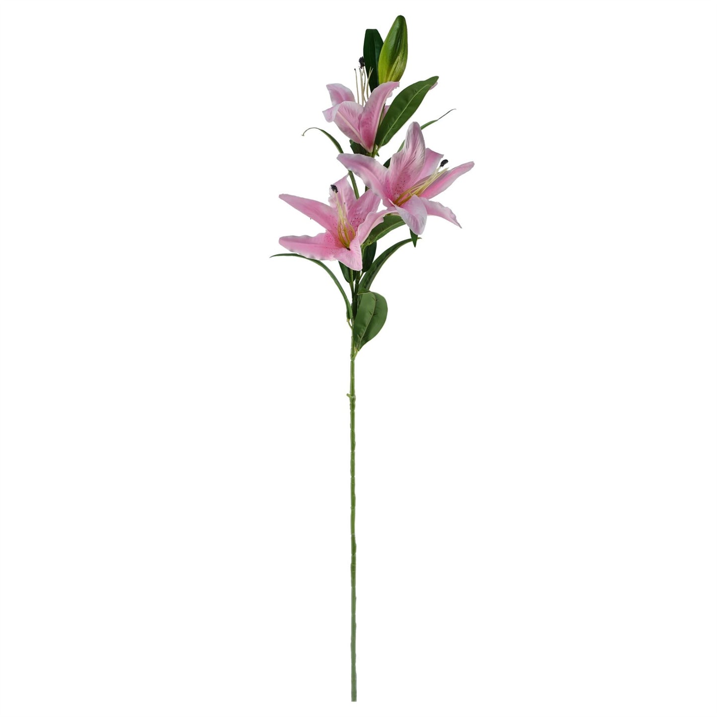 100cm Artificial Large Pink Lily Stem 3 Flowers