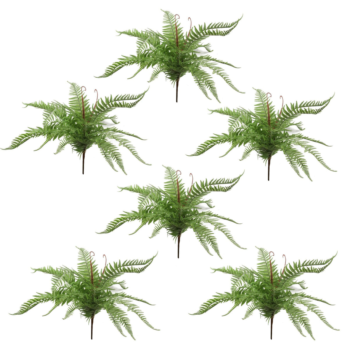 6 x 60cm Artificial Bushy Dixie Wood Fern Light Green Plant