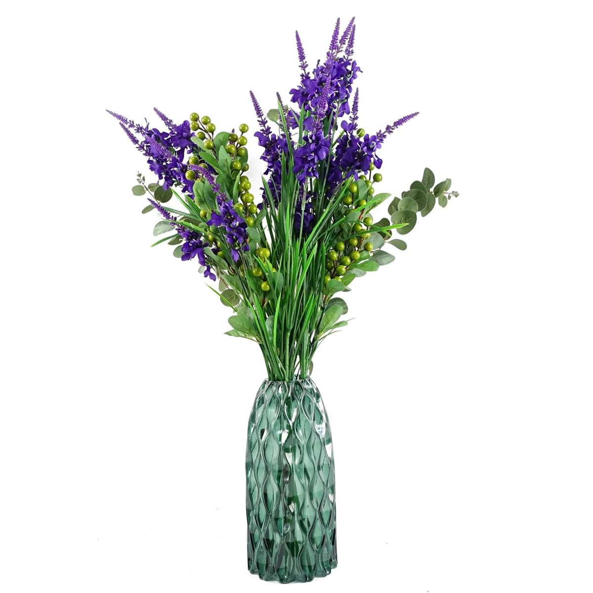Pack of 6 x 70cm Artificial Green Berry Spray