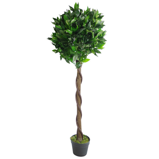 120cm Twist Natural Trunk Artificial Topiary Bay Laurel Ball Tree