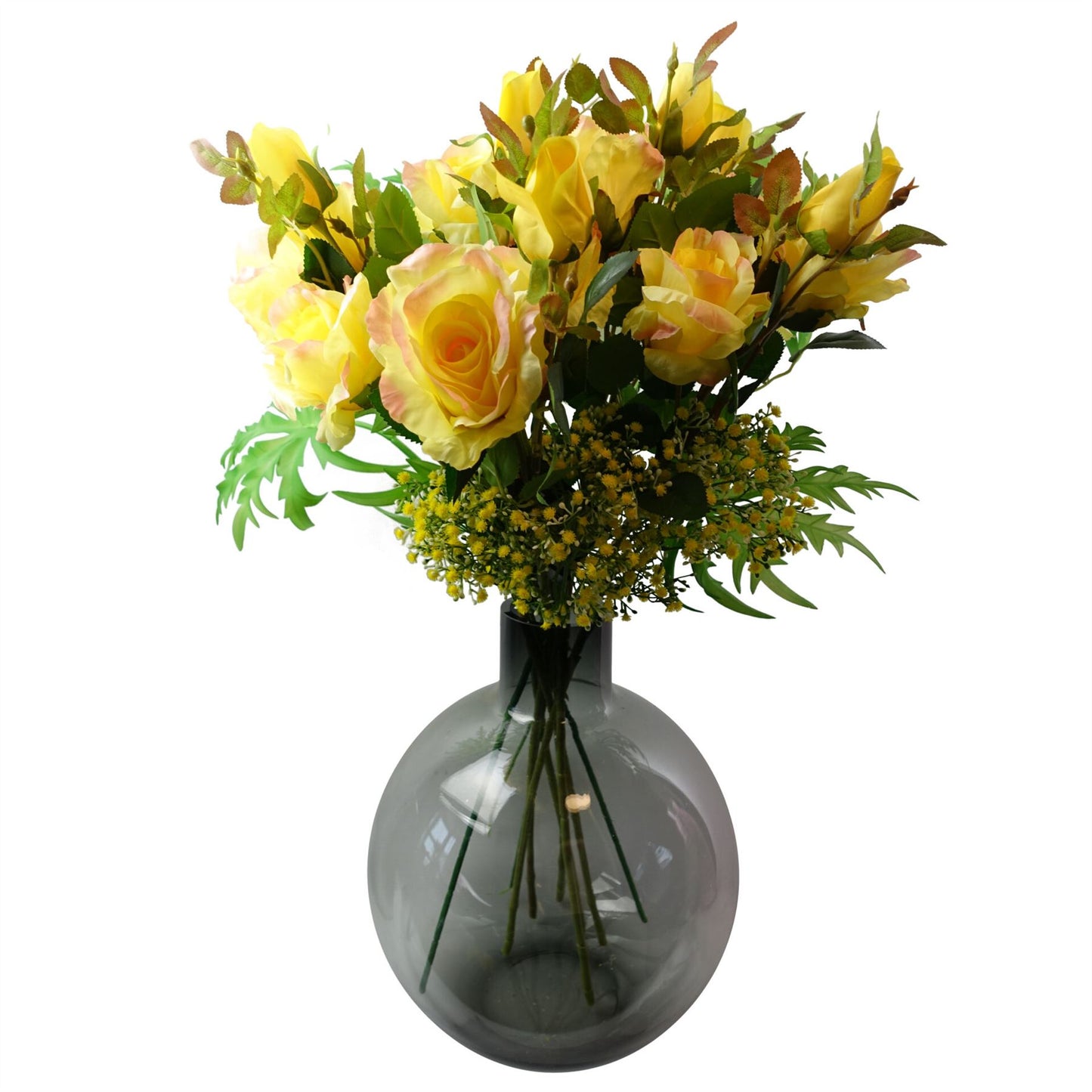 80cm Artificial Yellow Rose Stem 3 flowers