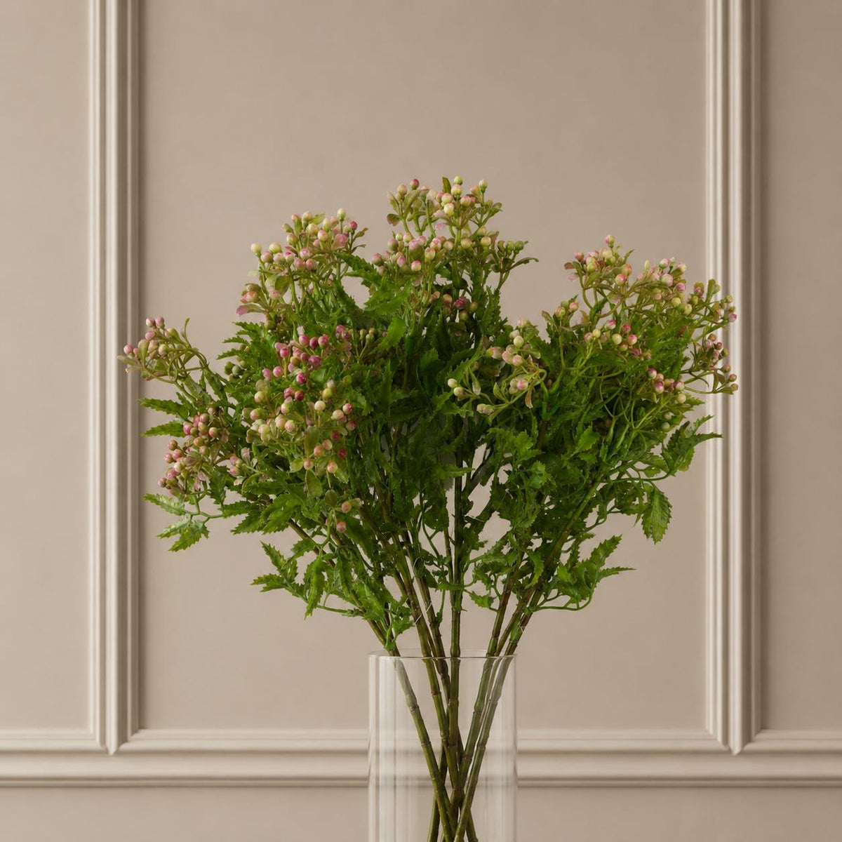 Pack of 6 x 55cm Artificial Foliage Stem with Pink Berries