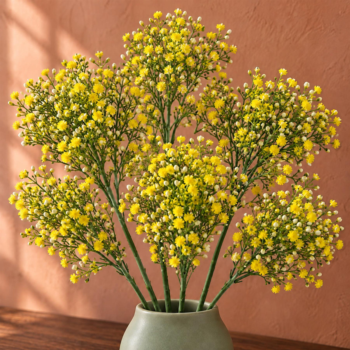 Pack of 6 x 55cm Gypsophila Yellow Stem