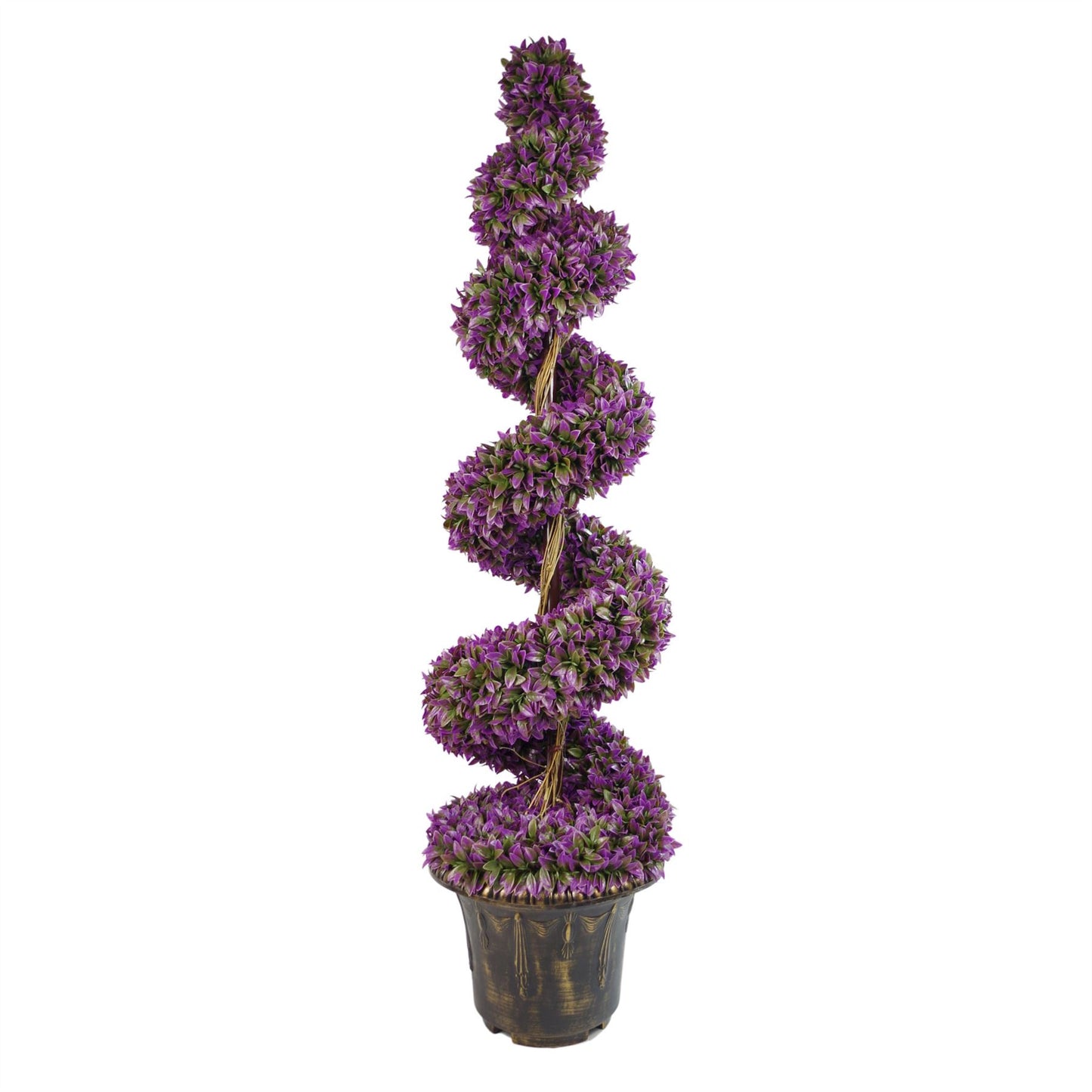 120cm Artificial Purple Large Leaf Spiral with Decorative Planter