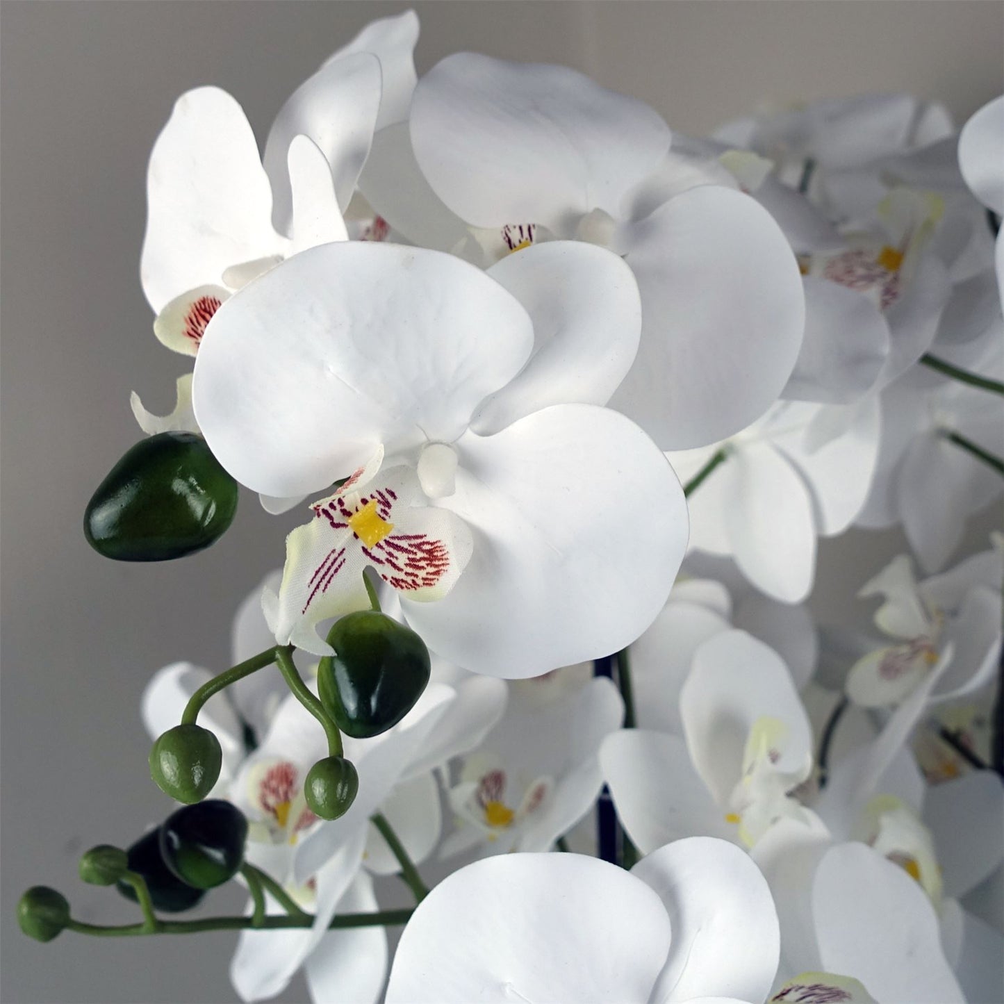 Artificial 60cm Orchid White Black Ceramic Planter