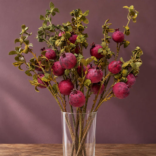 Pack of 6 x 75cm Artificial Pomegranate Stem Artificial Purple