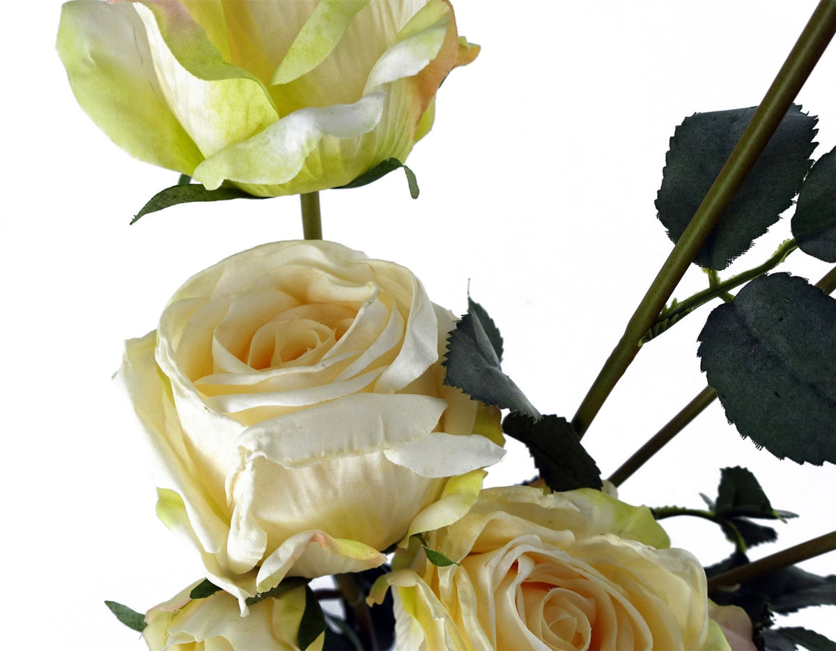 6 x 60cm Cream Rose Artificial Flower Sprays - 24 Flowers 18 Buds