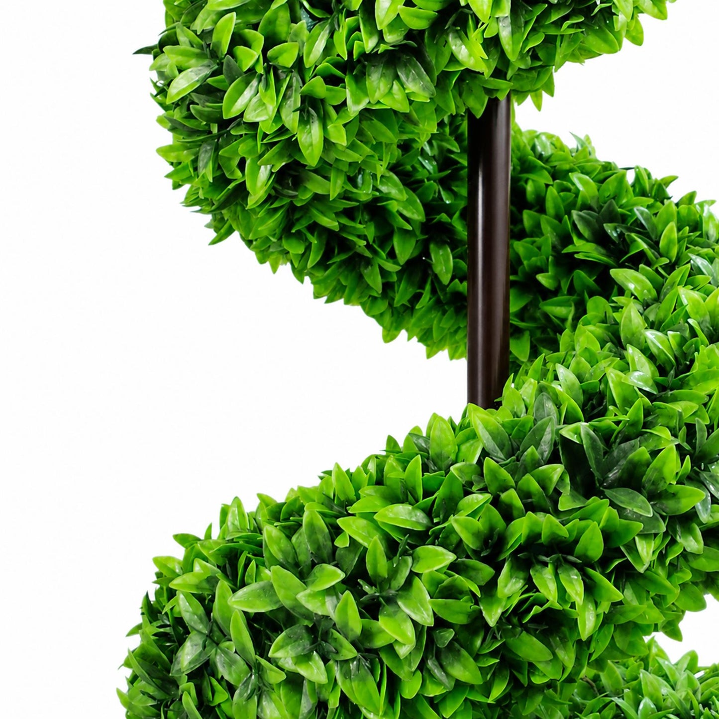 90cm Artificial Pair of Green Leaf Spiral Topiary Trees with Planters