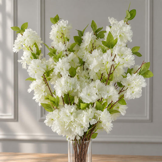 Pack of 6 x 100cm White Artificial Blossom Stem