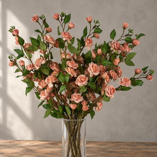 Pack of 6 x 90cm Artificial Pink Rose Stem