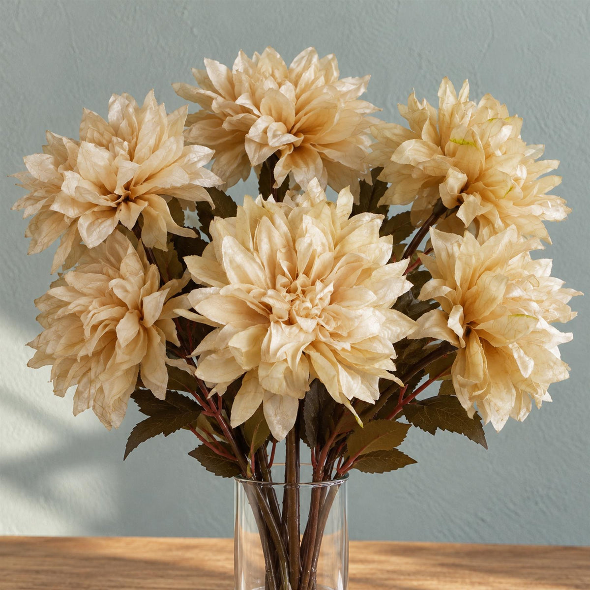 Pack of 6 x 55cm Dahlia Flower Stem - Dusty Cream