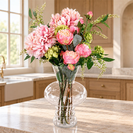 60cm Artificial Chrysanthemum Mix Glass Bubble Vase