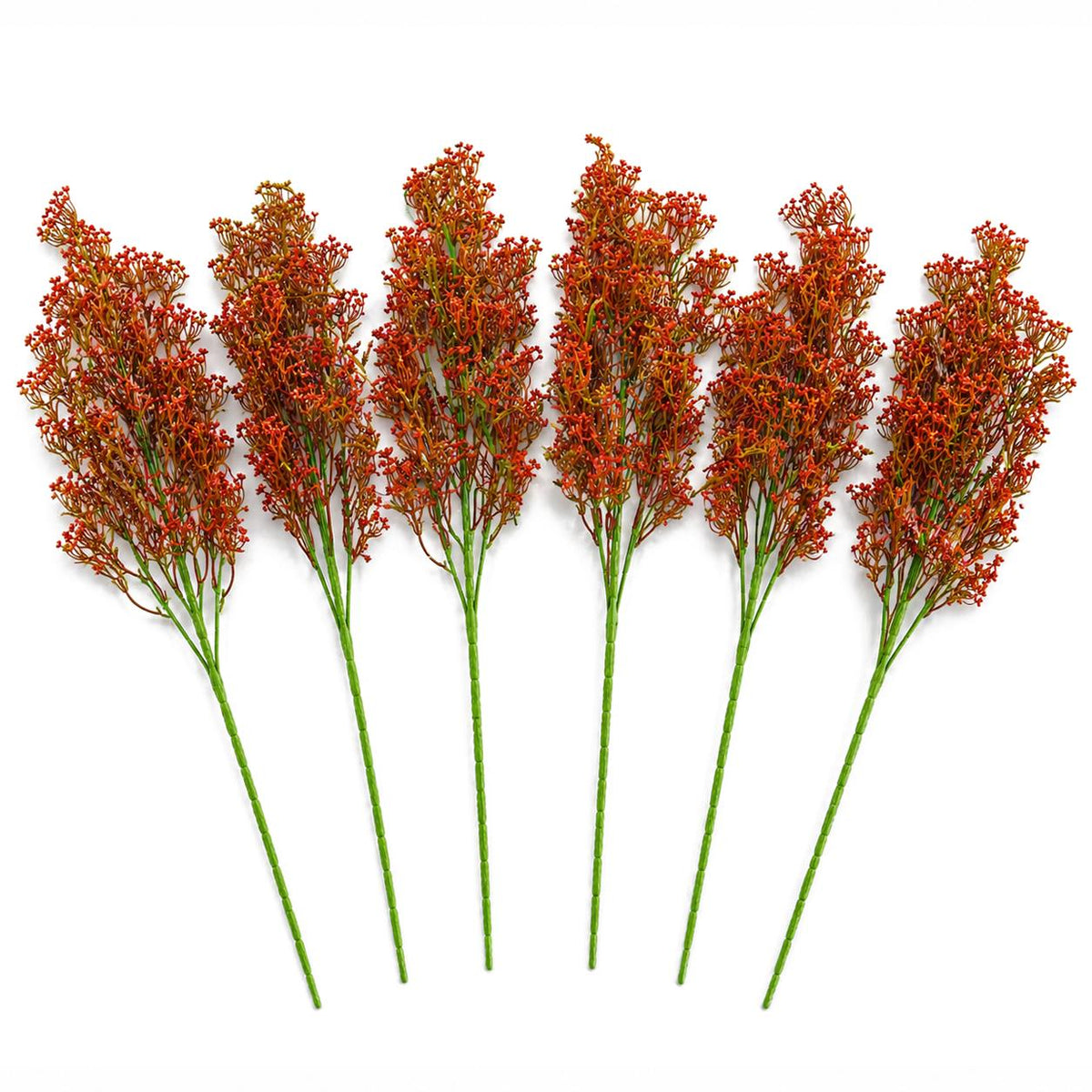 Pack of 6 x 75cm Artificial Coral Berry Spray Bush Stem