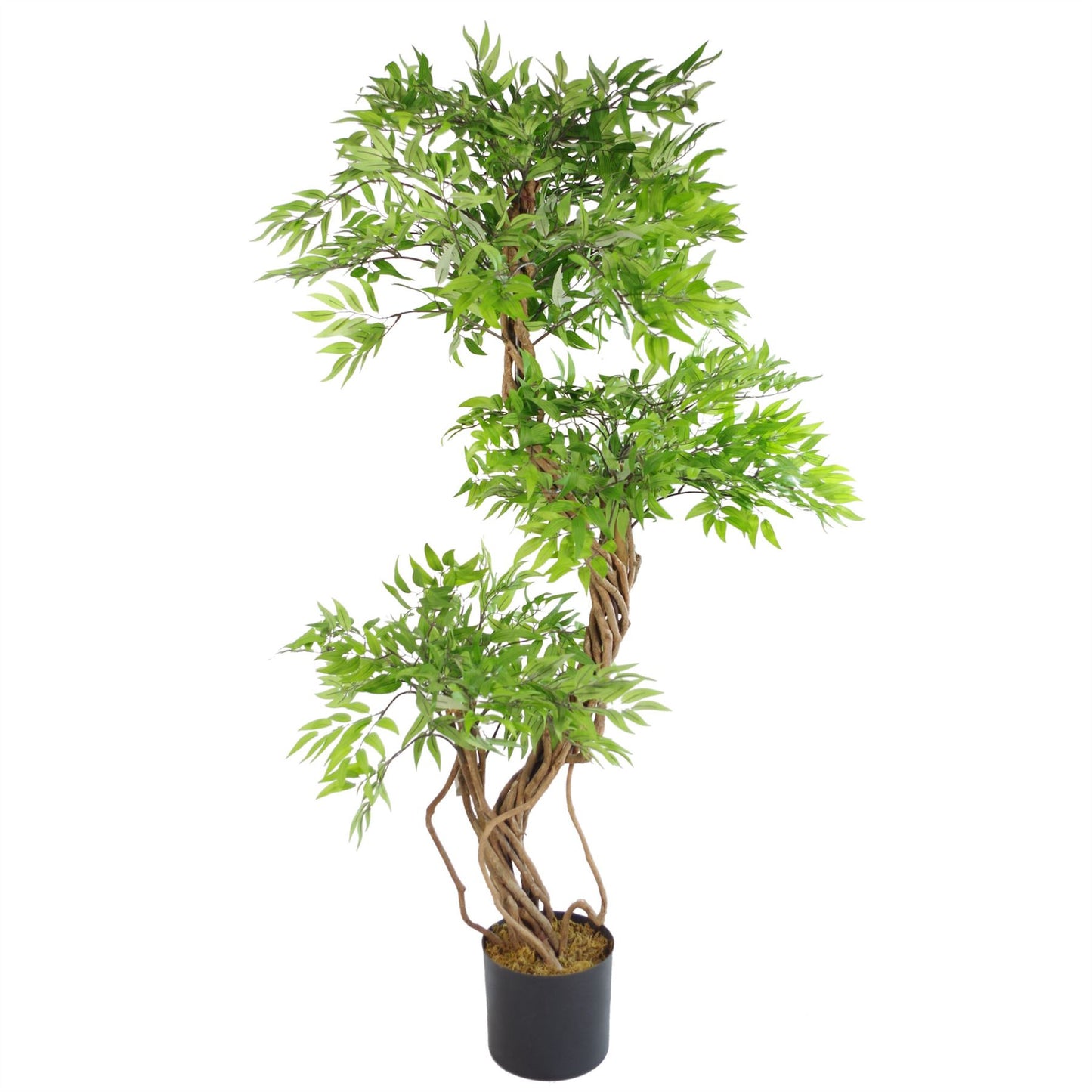 140cm Artificial Japanese Fruticosa Tree Ficus Tree Gold Metal Planter – image 3
