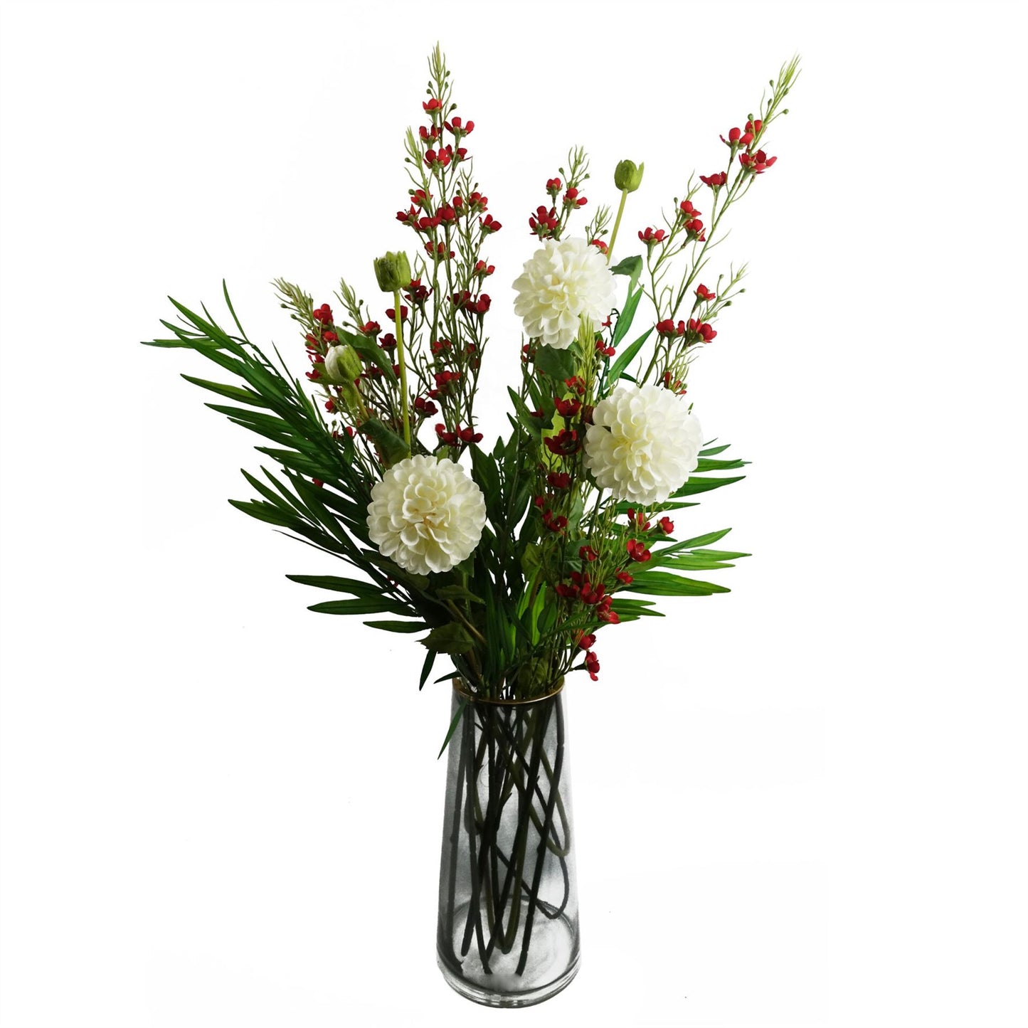 75cm Artificial Dahlia PomPom Flowers Cream