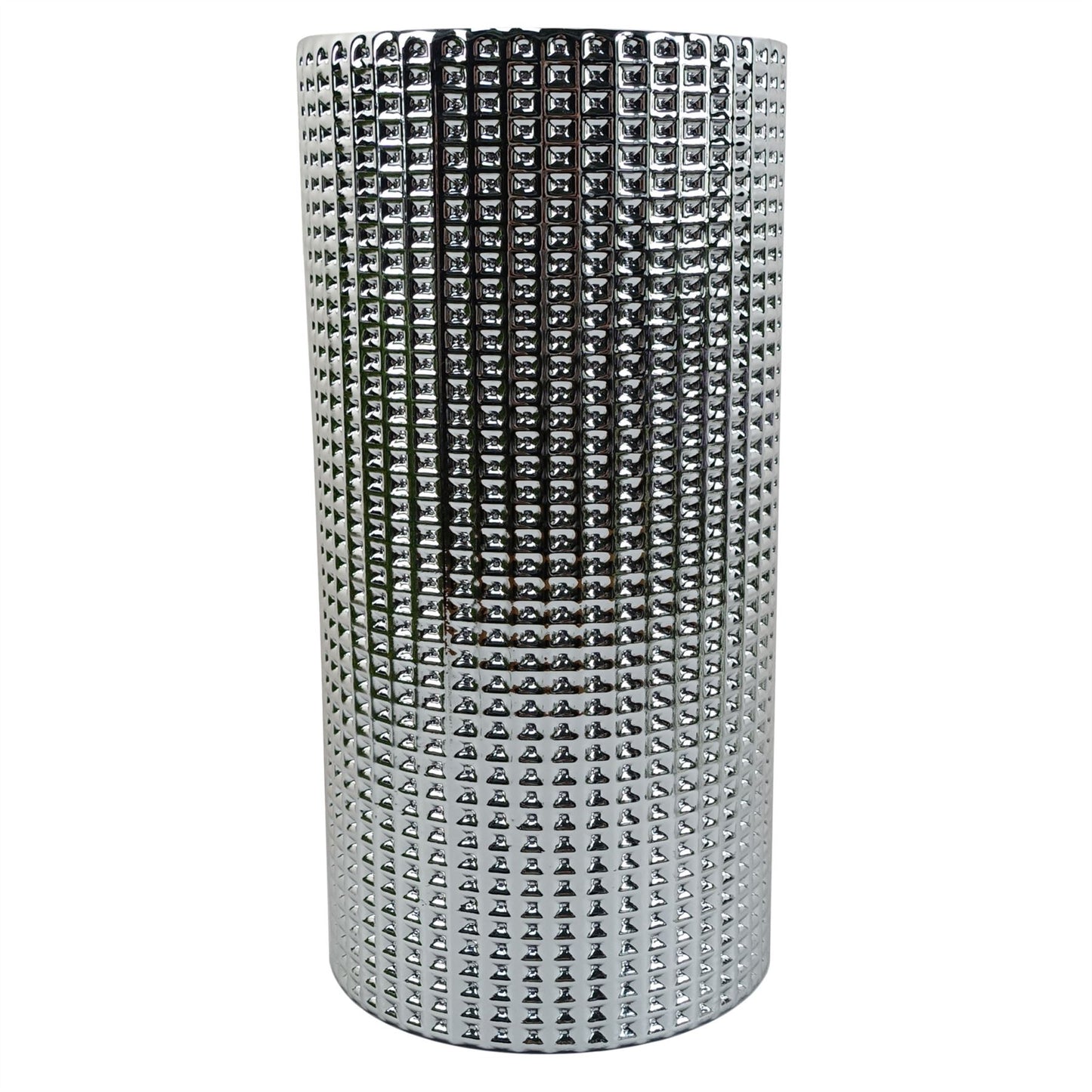 80cm Artificial Red Lily Arrangement Silver Glass Vase