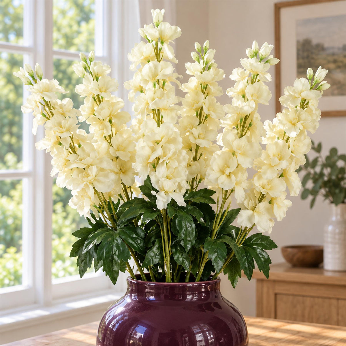 Pack of 6 x 75cm Delphinium Cream Artificial Stem
