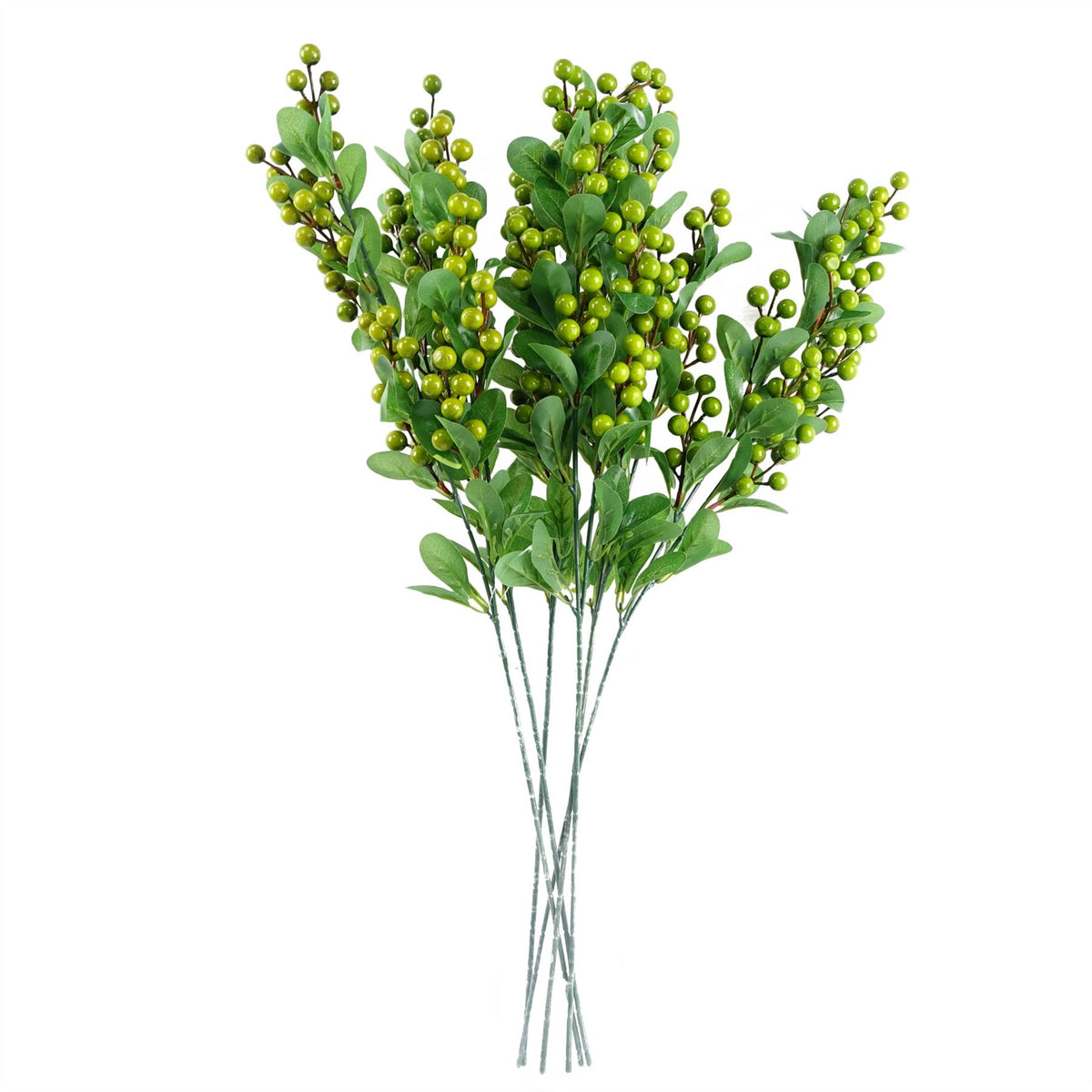 Pack of 6 x 70cm Artificial Green Berry Spray
