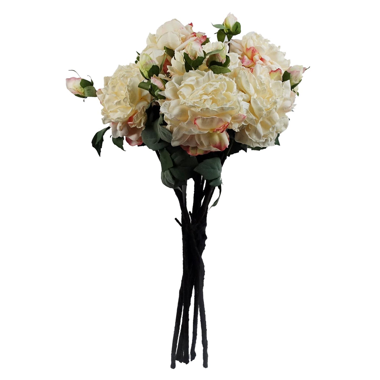 6 x 60cm Peony Artificial Flower Cream 6 flowers 18 buds