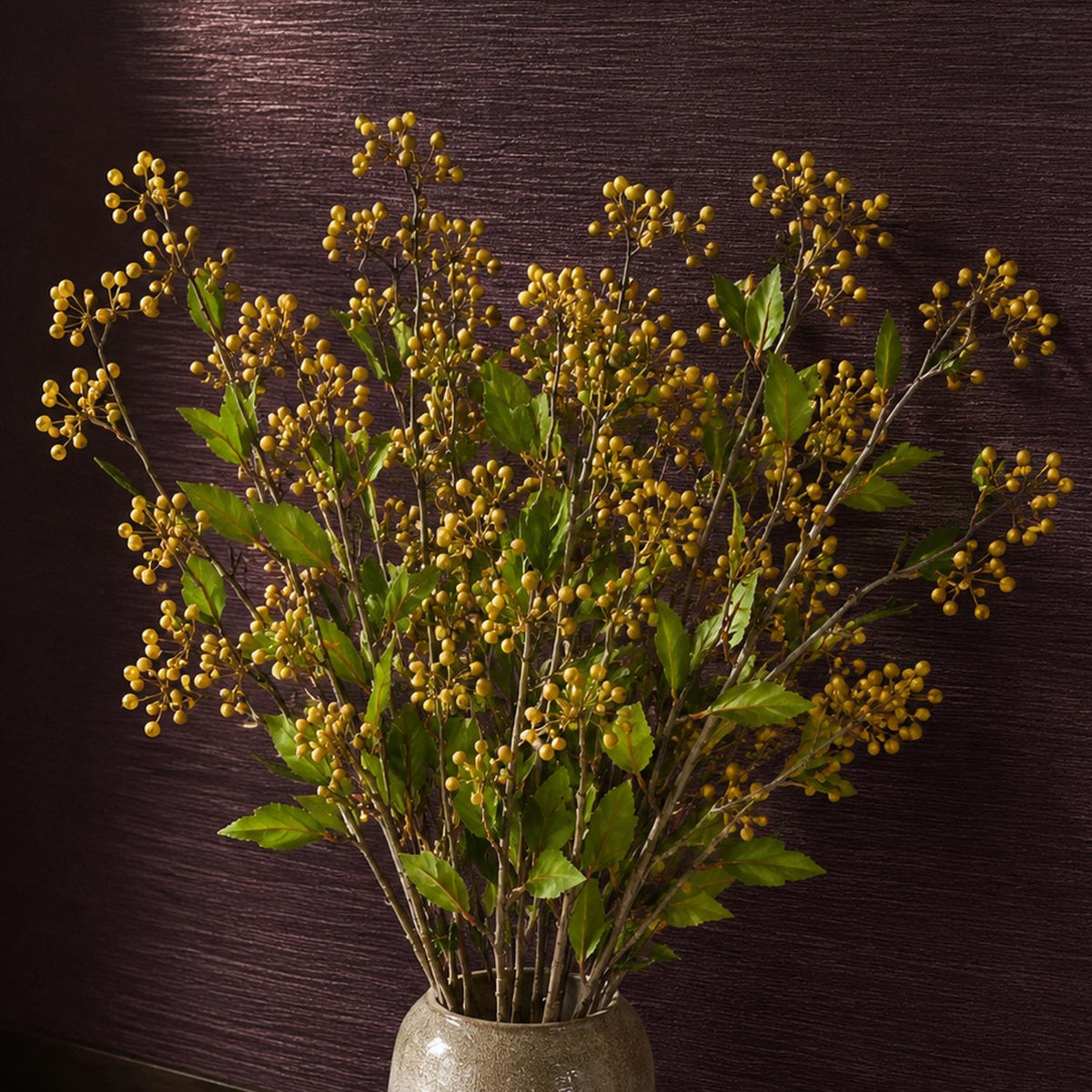 Pack of 6 x 90cm Artificial Yellow Berry Stem