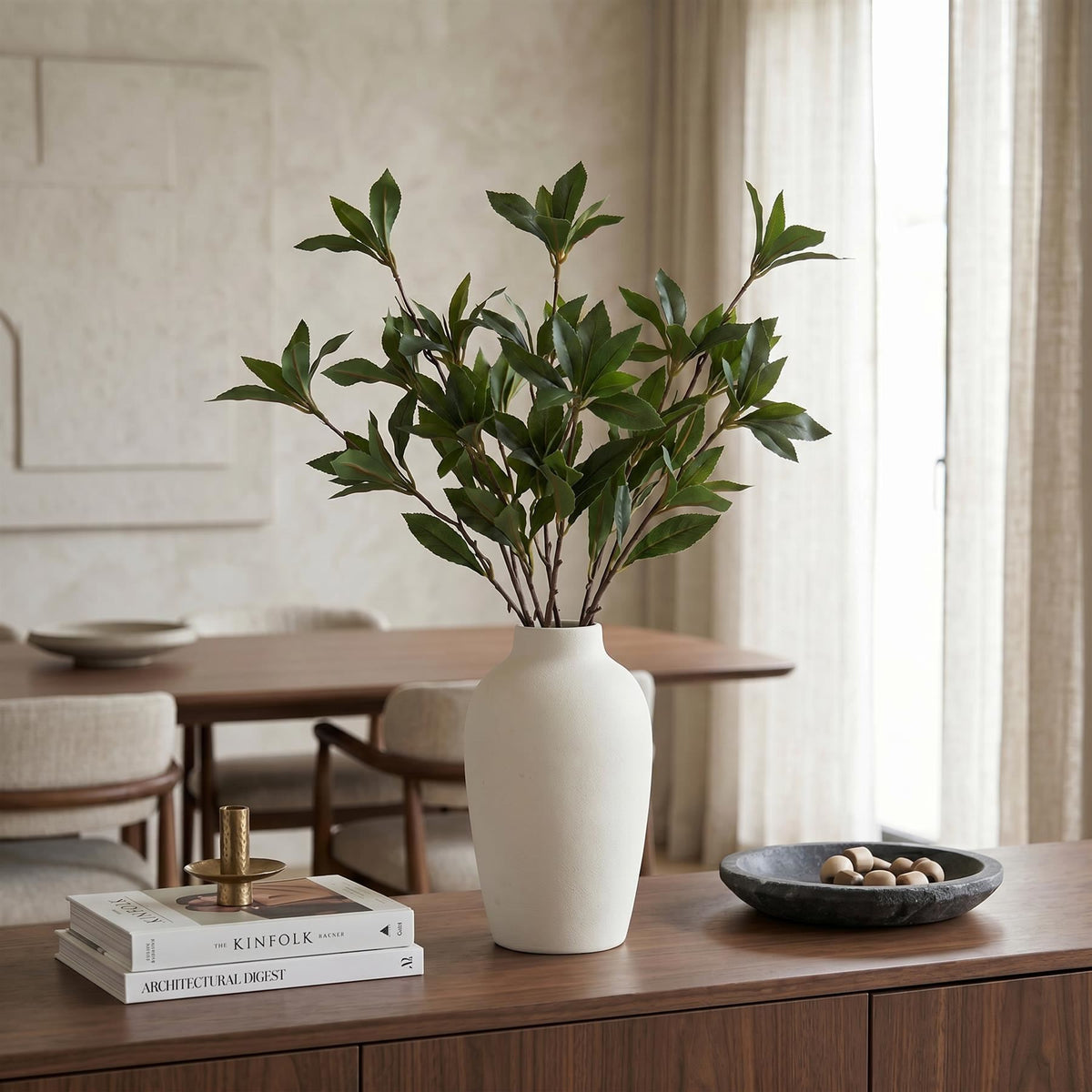 Pack of 6 x 55cm Artificial Laurel Leaf Spray Stem