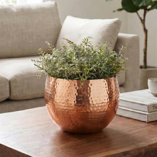 Leaf Large Planter 22 x 18cm Hammered Copper Colour Straight Edge – image 3