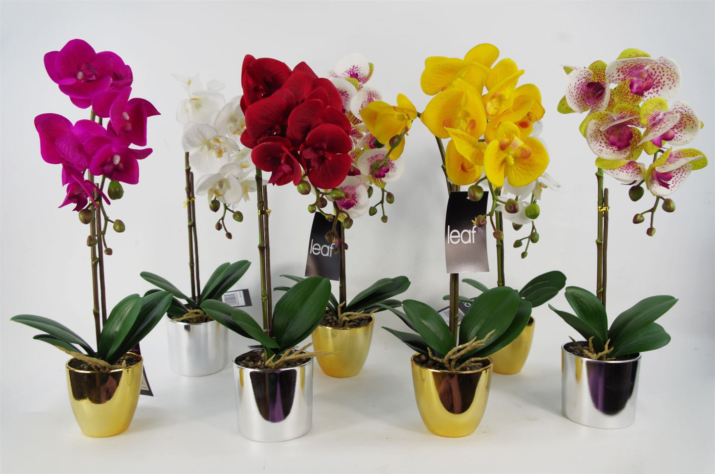 52cm Artificial Orchid Large Dark Pink Silver