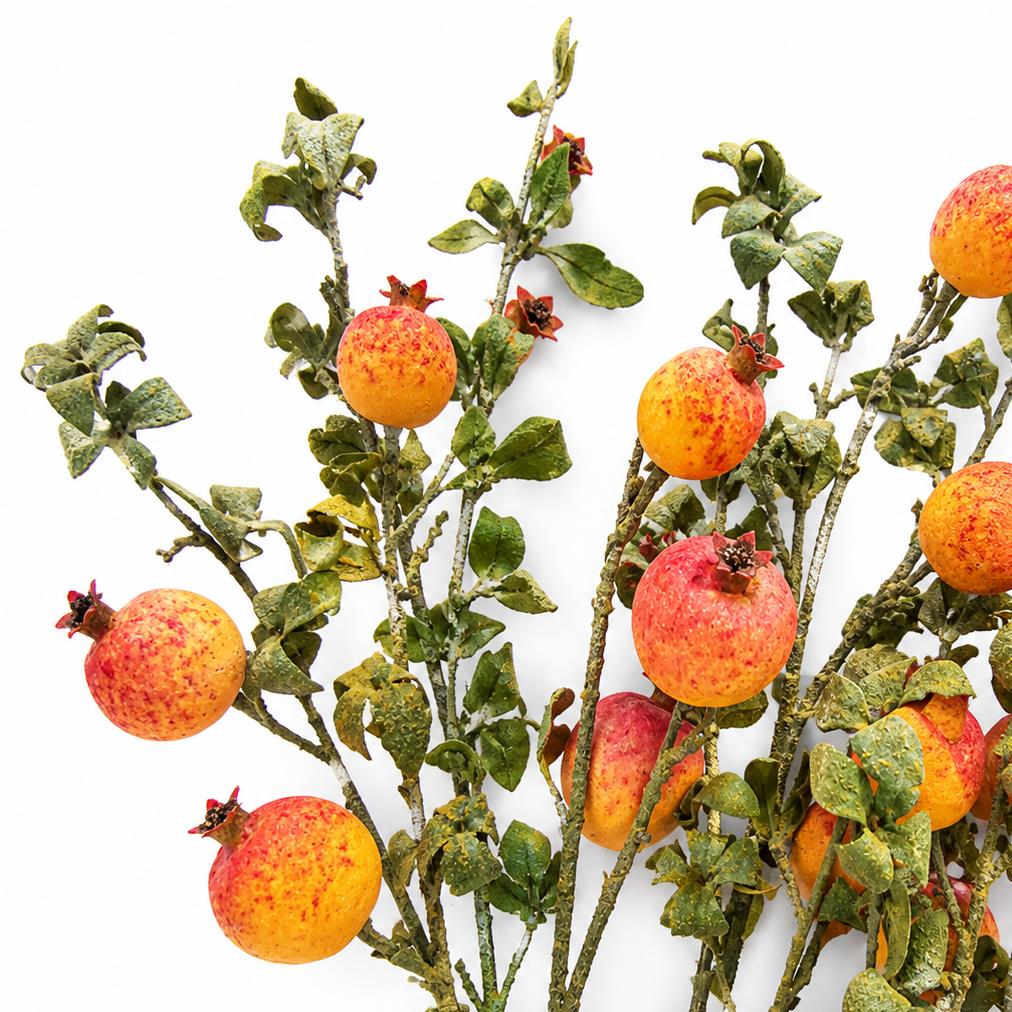 Pack of 6 x 75cm Artificial Pomegranate Stem Artificial Yellow