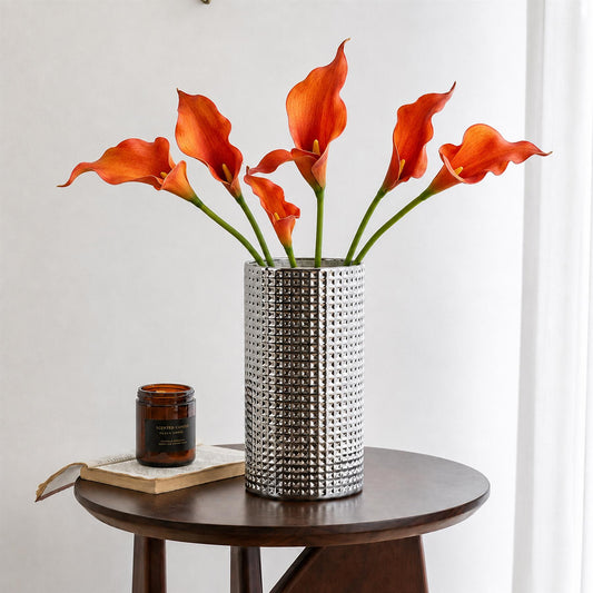 Pack of 6 x 70cm Artificial Orange Calla Lily Stems