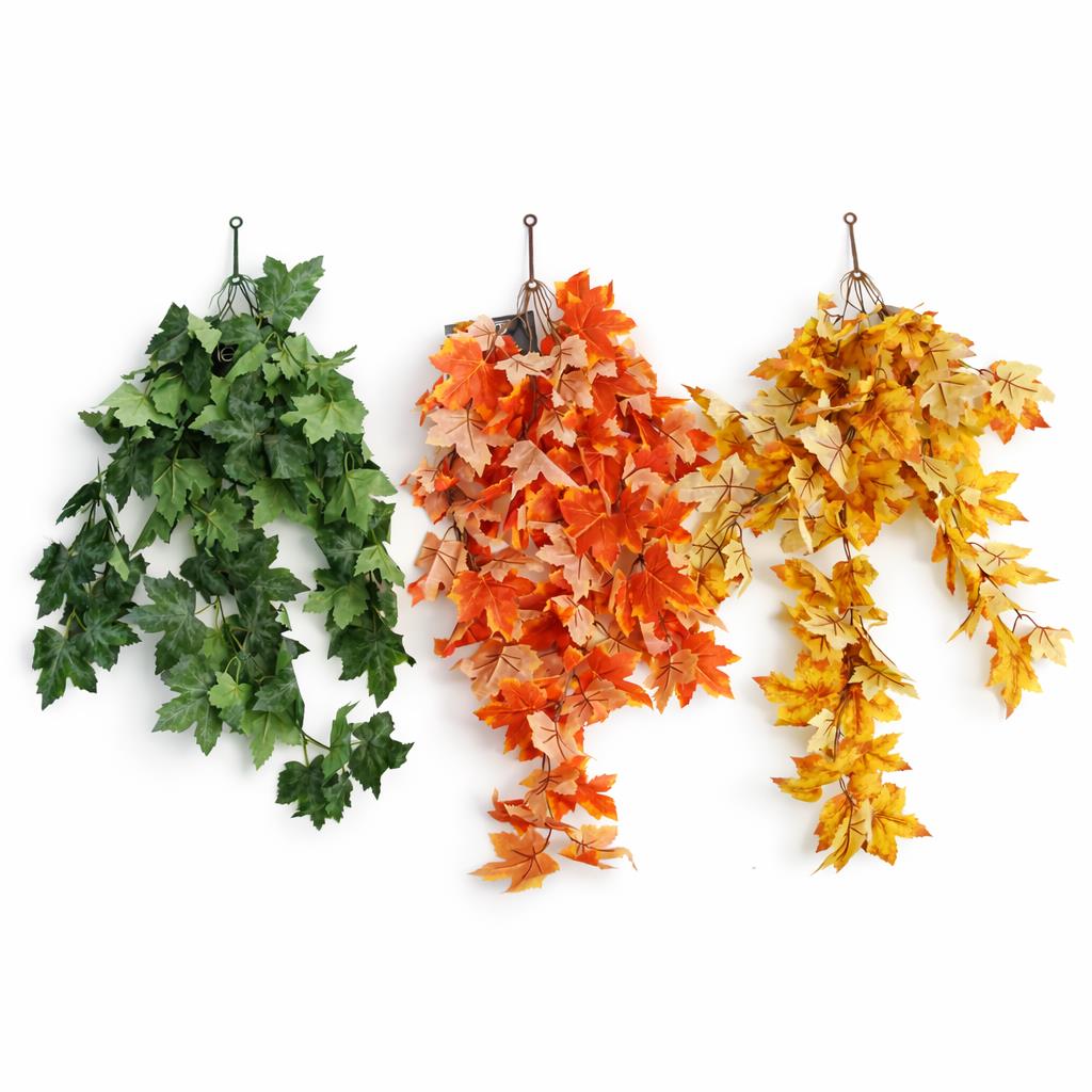 70cm Artificial Trailing Grape Ivy Plant Faux Hanging Foliage Orange