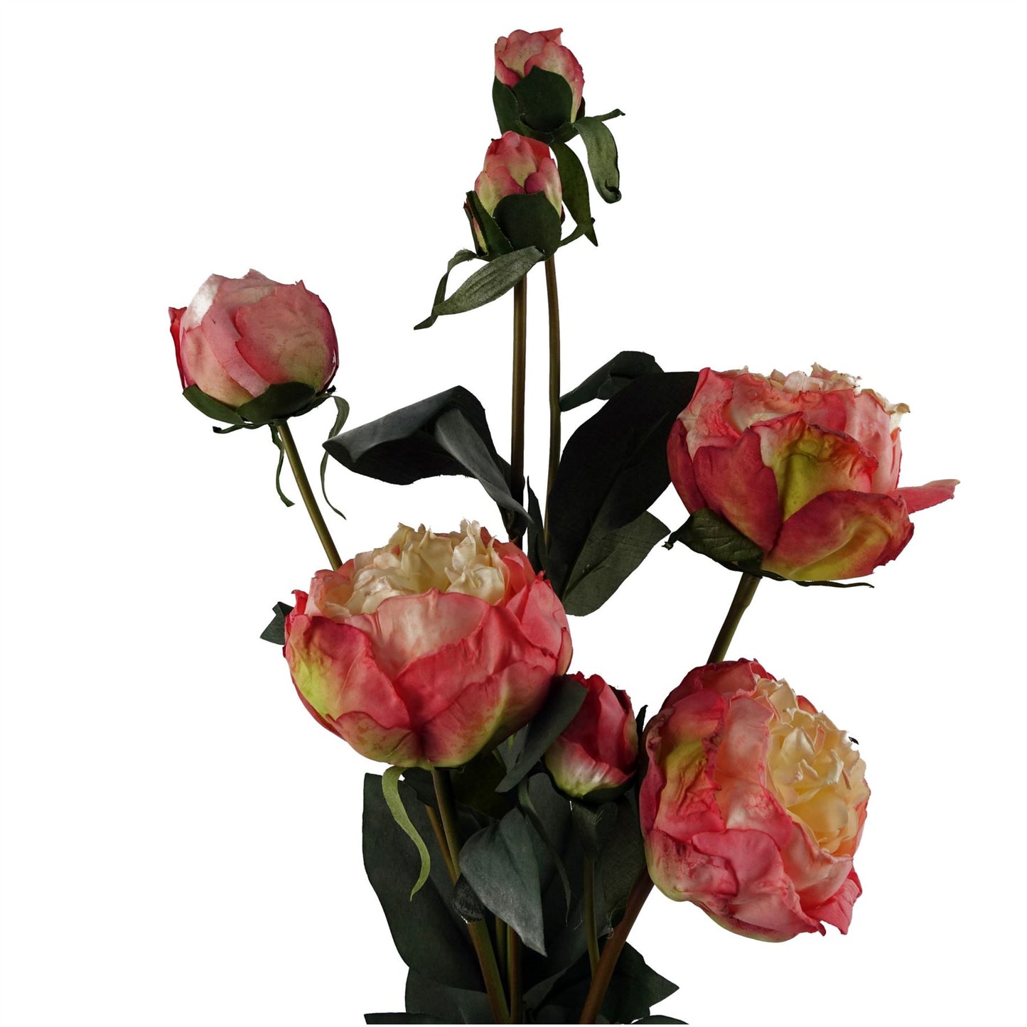 55cm Pink Peony Artificial Flowers Spray 4 Flowers 3 Buds