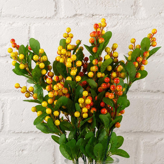 Pack of 6 x 70cm Artificial Orange Berry Spray