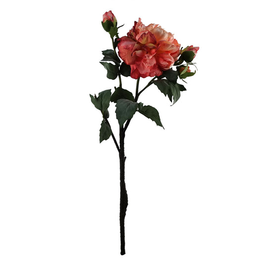 60cm Peony Artificial Flower Pink 1 Flower 3 Buds