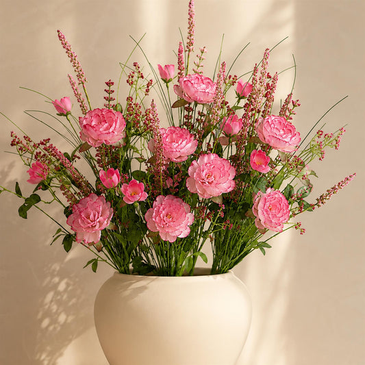 Pack of 6 x 52cm Artificial Pink Peony Wildflower Bouquets