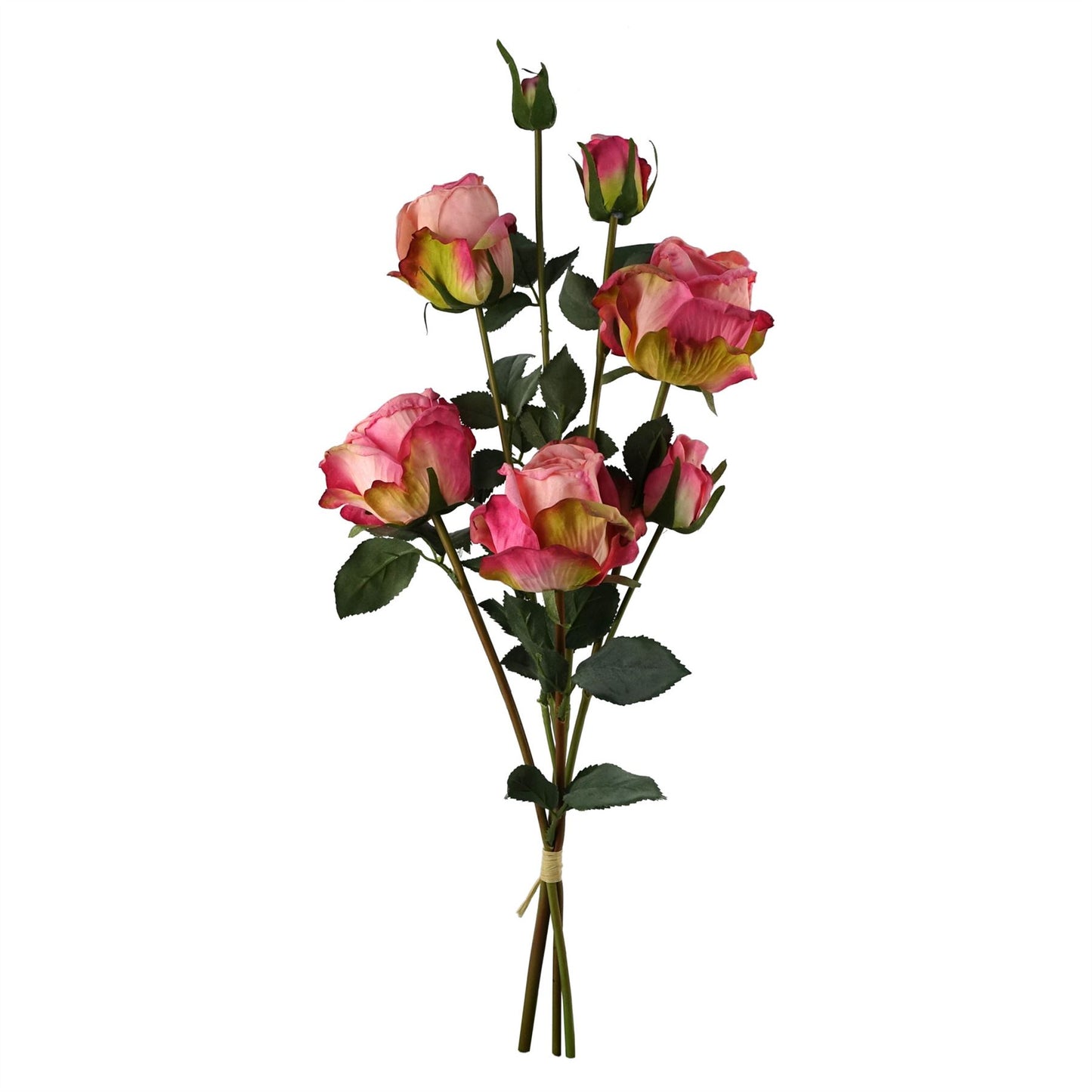 60cm Pink Rose Artificial Flowers Spray 4 Flowers 3 Buds