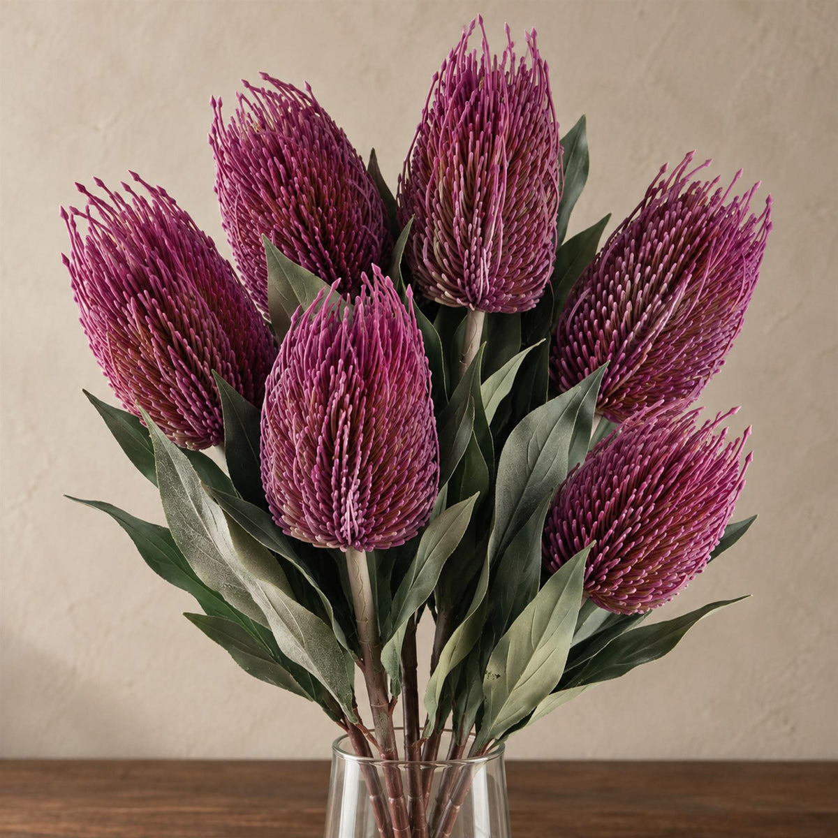 Pack of 6 x 75cm Banksia Menziesii Pink Flower Stem Artificial