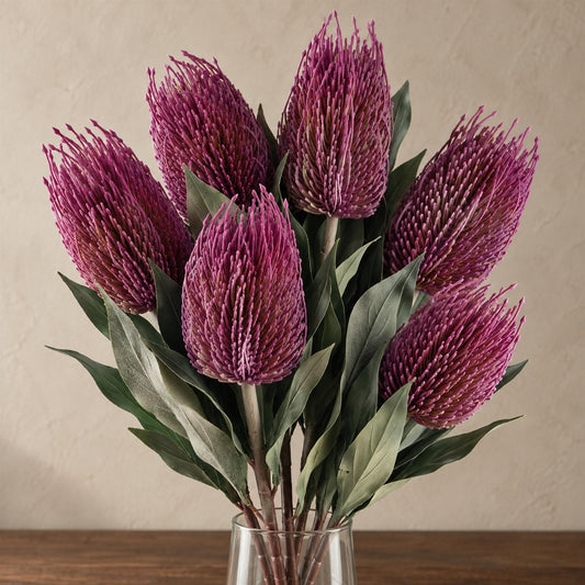 Pack of 6 x 75cm Banksia Menziesii Pink Flower Stem Artificial