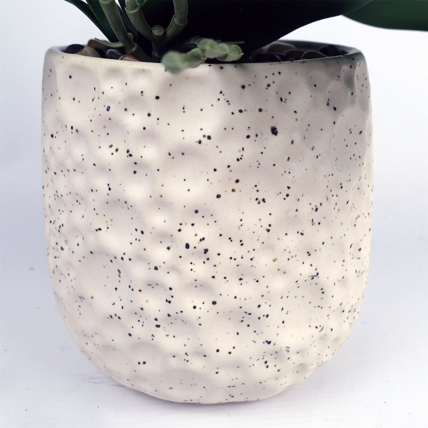 Artificial 60cm Pure White Orchid with Ceramic Bubble Planter