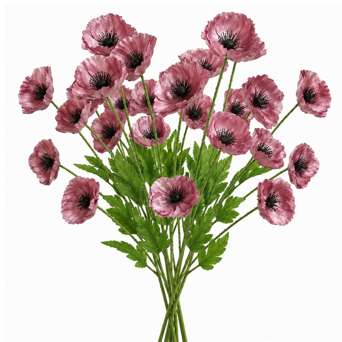 Pack of 6 x 60cm Artificial Purple Poppy Sprays - 4 Flowers Each