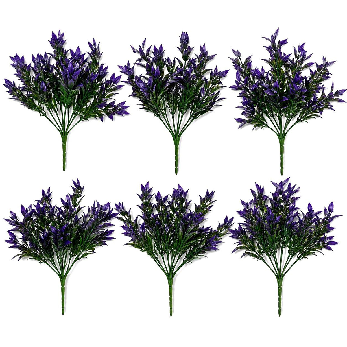 Pack of 6 x 34cm Artificial Lavender Stem Plant Faux Floral Filler