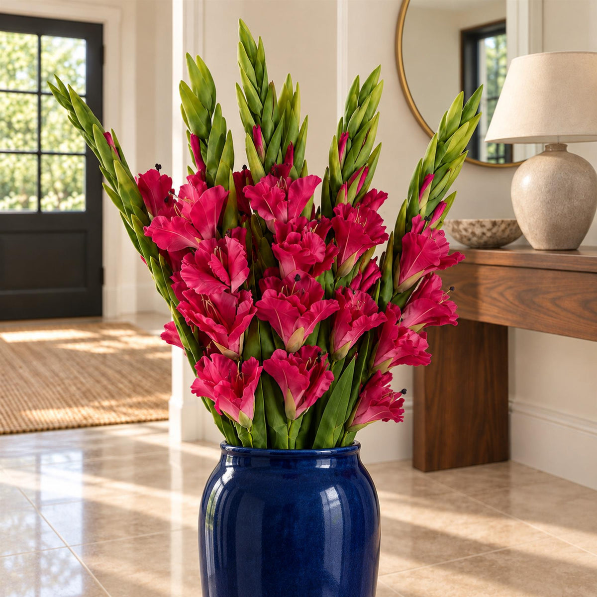 Pack of 6 x 115cm Artificial Pink Gladioli Stem