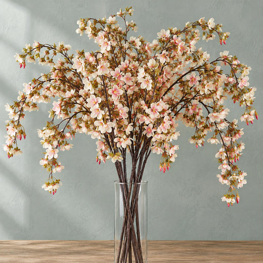 Pack of 6 x 110cm Natural Pink Trailing Cherry Blossom Stem Artificial
