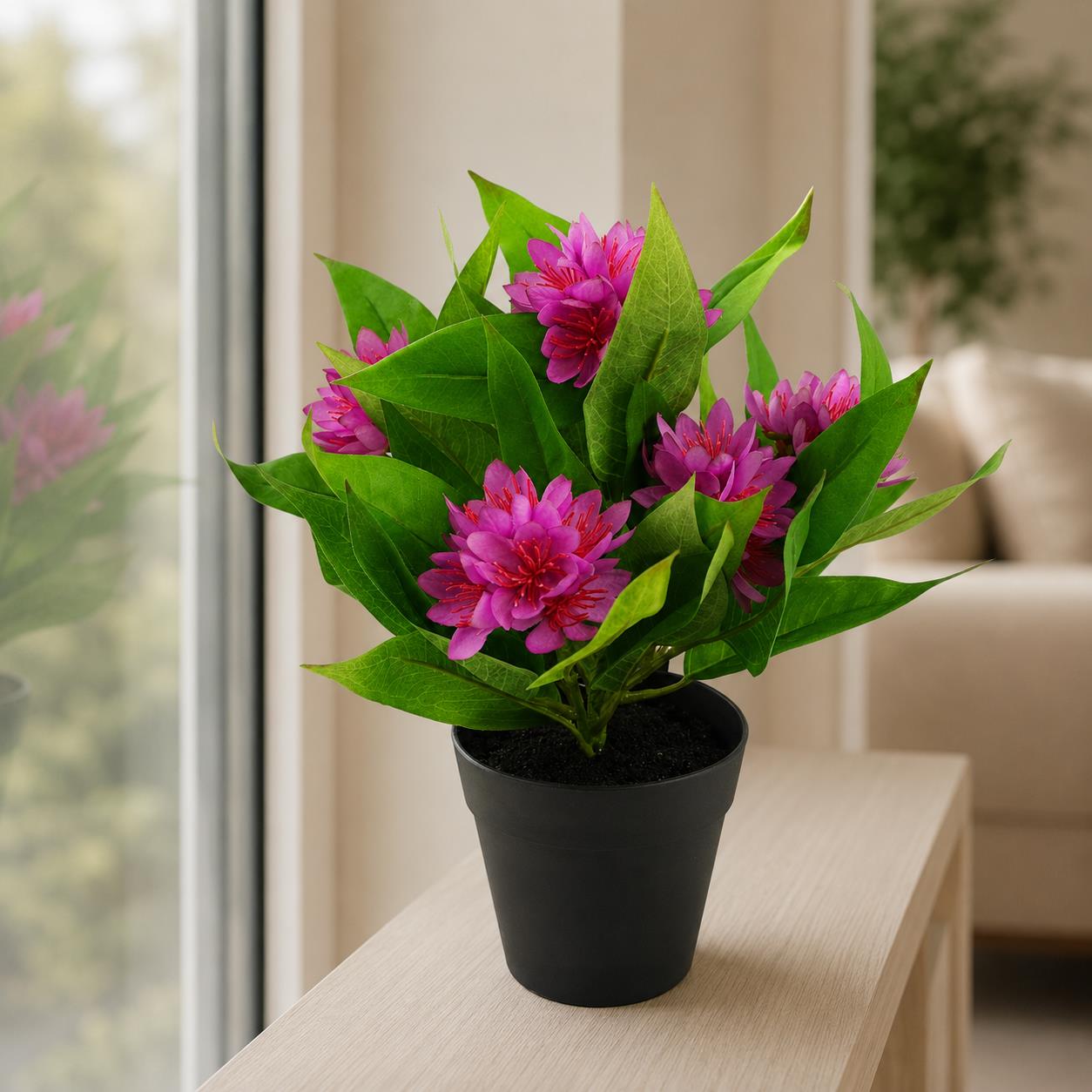 18cm Artificial Freesia Plant Dark Pink Flowering – image 9