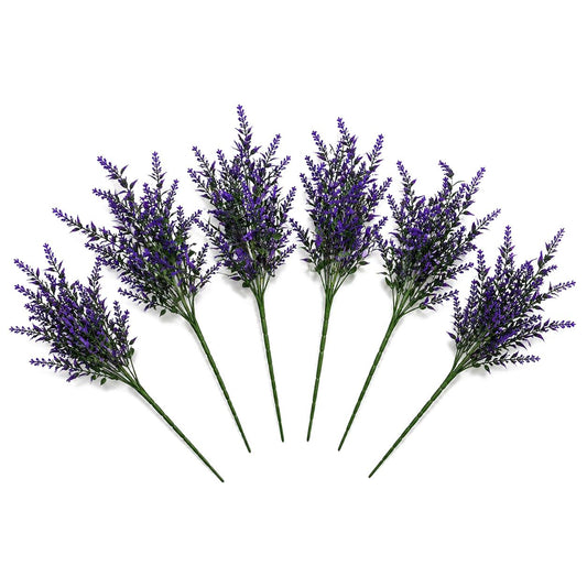 Pack of 6 x 34cm Artificial Purple Heather Stem Plant