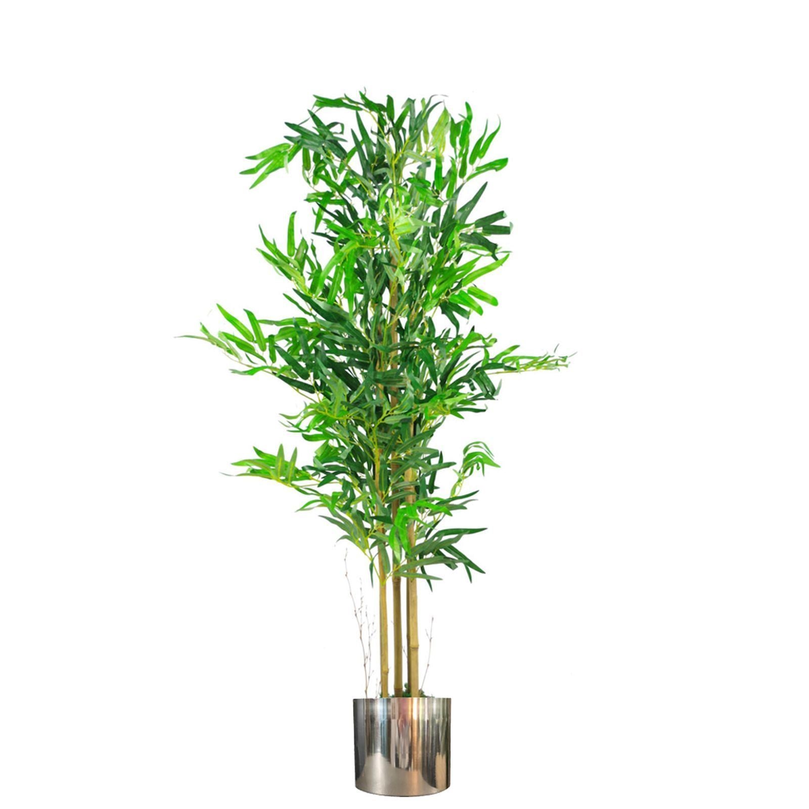 120cm Natural Look Artificial Bamboo Plants Trees with Silver Planter – image 2