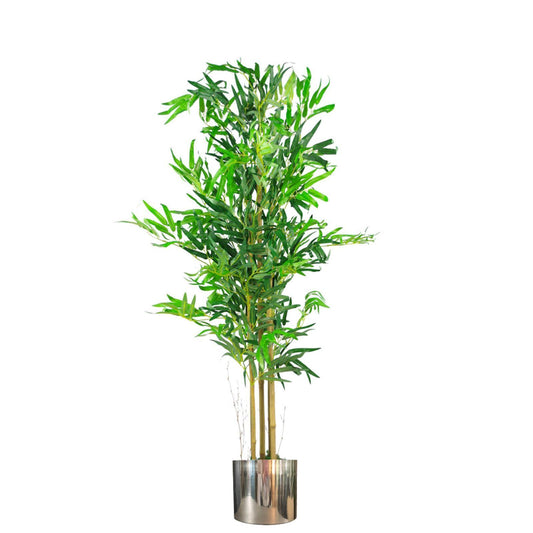 120cm Natural Look Artificial Bamboo Plants Trees with Silver Planter – image 2