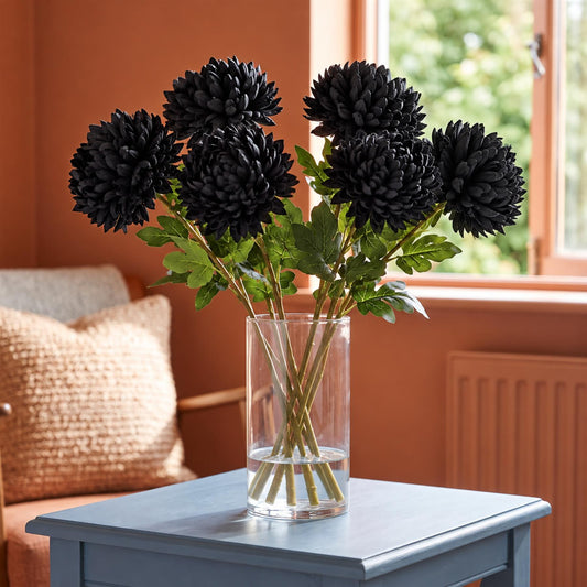 Pack of 6 x 75cm Extra Large Reflex Chrysanthemum - Black